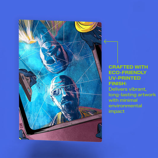 Breaking Bad Walter White reflection metal wall art featuring an eco-friendly UV-printed finish for vibrant long-lasting color.