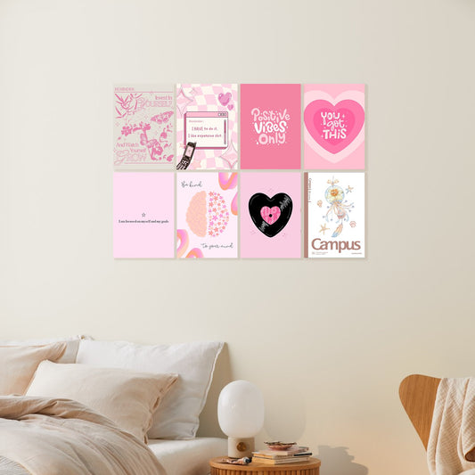 Y2K Pink Desktop & Stationery Posters Set of 8