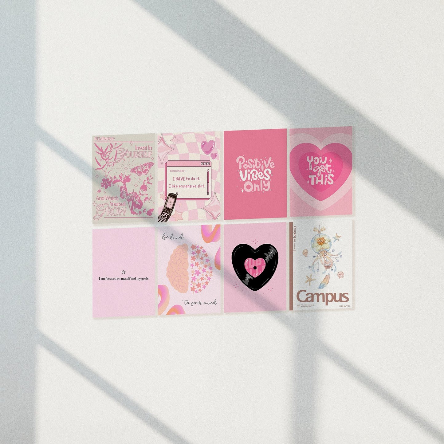 Y2K Pink Desktop & Stationery Posters Set of 8